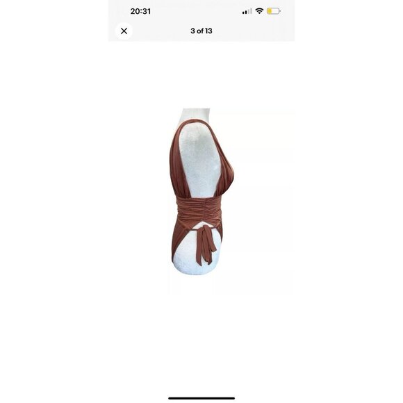 We Are HAH Swim Suit Bodysuit Cut To The Chase Brown Sugar Size XS NEW High P - Picture 4 of 5